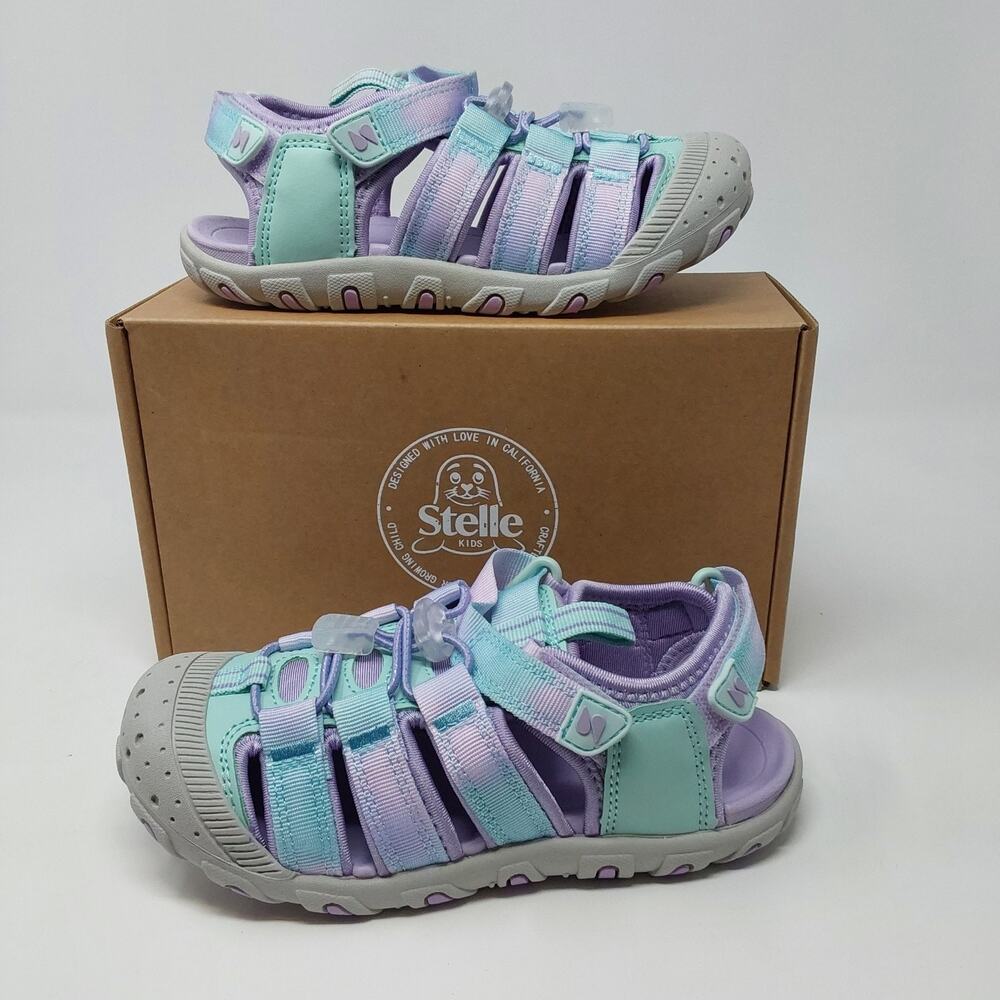 Stelle Kids Sport Sandals Size 1 Lilac Mint Closed Toe Water Shoes New in Box